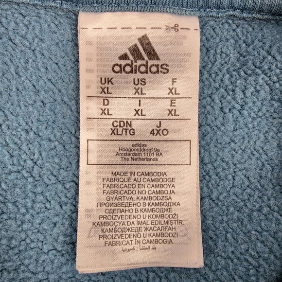 adidas Hoodie Mens XL Teal Blue All Over Print Fleece L/S Sweatshirt - Picture 3 of 7